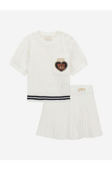 Guess Girls Sweater Top and Skirt Set in Ivory