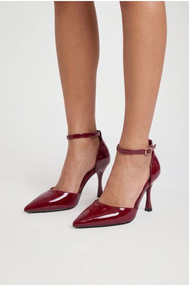 Patent 2 Part Court Shoes - burgundy