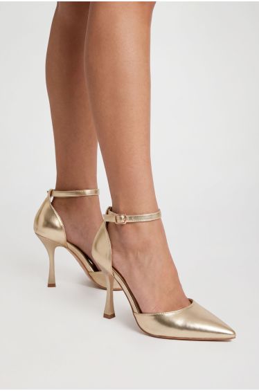 Metallic 2 Part Court Shoes - gold